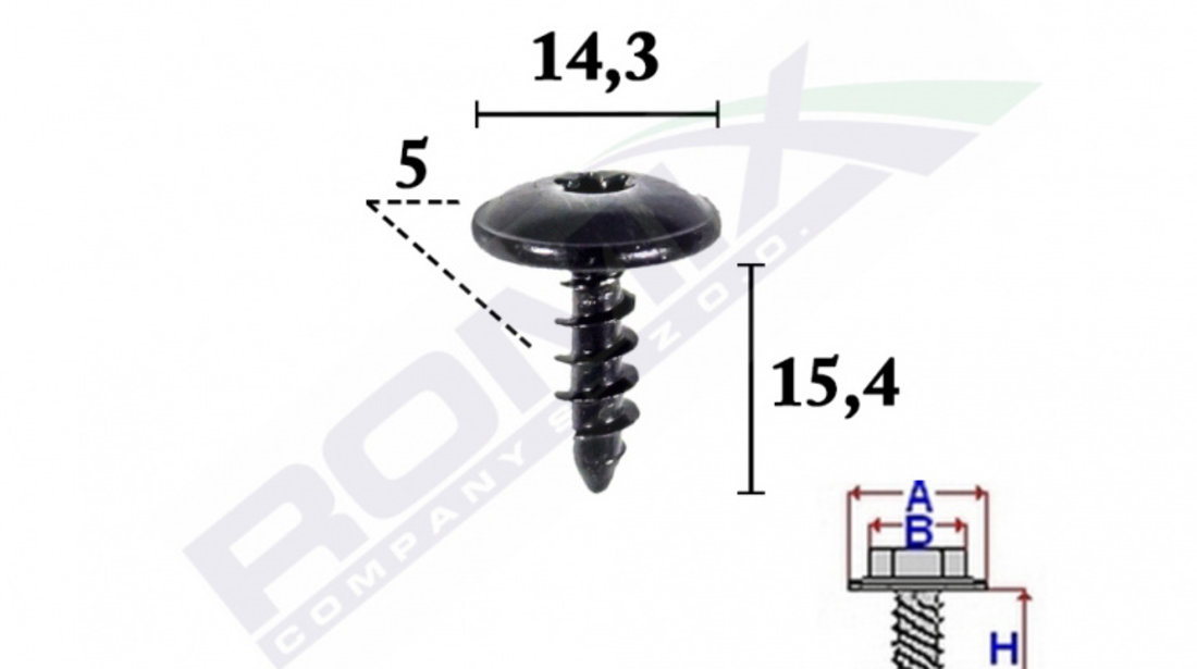 Surub Fixare Pentru Audi,vw, Skoda5x15.4mm Set 10 Buc Romix C70510