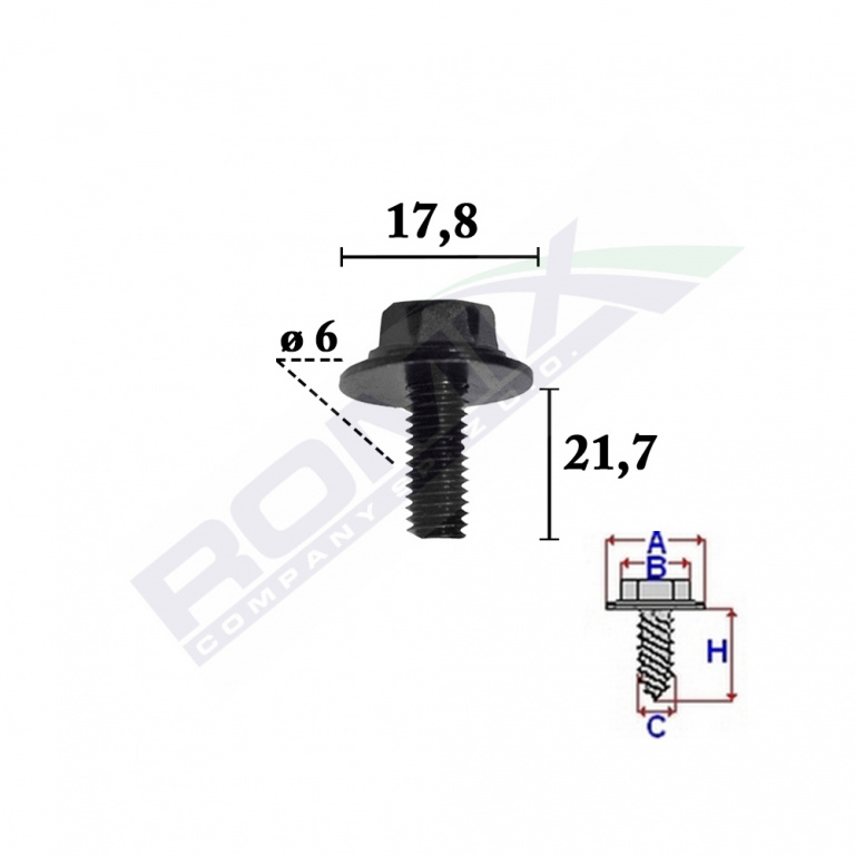 Surub Fixare Pentru Mazda6x21.7mm Set 10 Buc Romix C70350-RMX