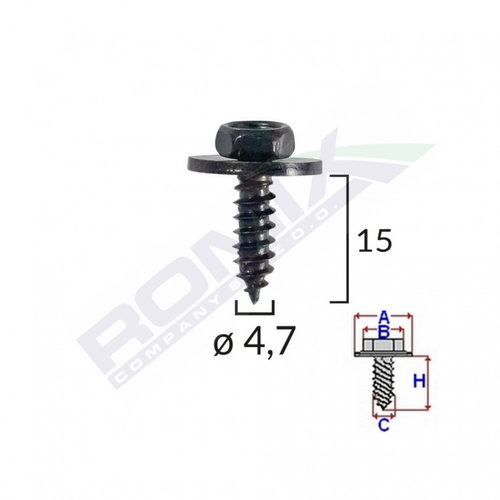 Surub Universal Fixare Negru 4.7x15mm Set 10 Buc Romix 40523Z