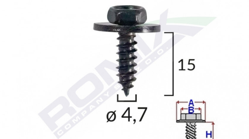 Surub Universal Fixare Negru 4.7x15mm Set 10 Buc Romix 40523Z-RMX