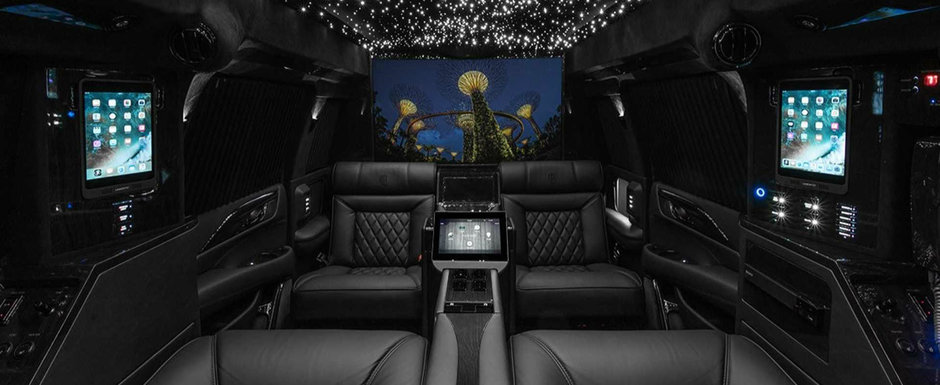 SUV-ul asta duce luxul la un alt nivel. Are peste 5 metri lungime si un interior din care nu ai mai cobori SUV-ul asta duce luxul la un alt nivel. Are peste 5 metri lungime si un interior din care nu ai mai cobori