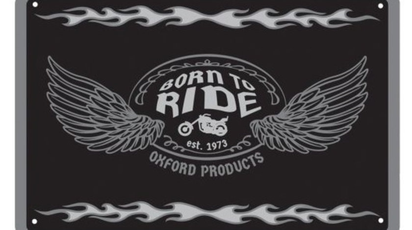 Tablita Ornamentala &quot;Born To Ride&quot; Moto Negru Oxford OX371