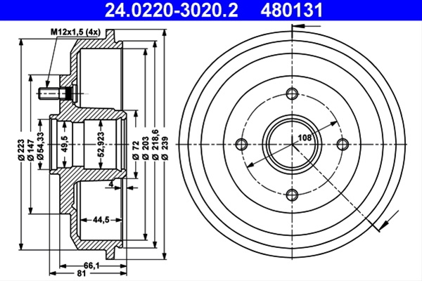 Tambur Frana Ate Ford 24.0220-3020.2