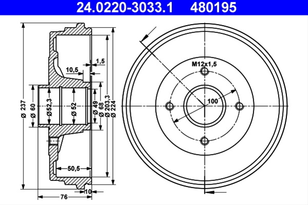Tambur Frana Ate Nissan 24.0220-3033.1