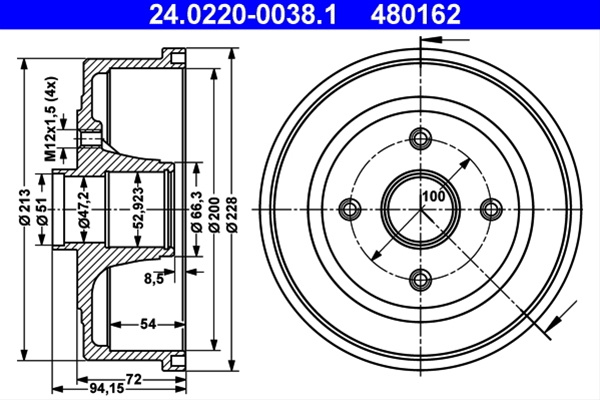 Tambur Frana Ate Opel 24.0220-0038.1