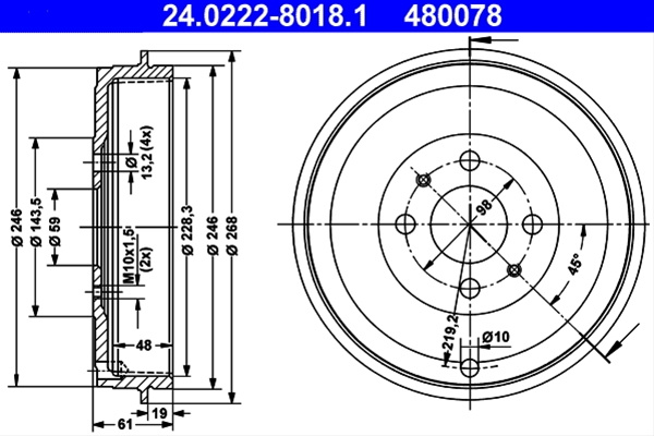 Tambur Frana Ate Peugeot 24.0222-8018.1