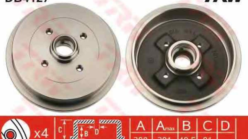 Tambur frana AUDI 80 81 85 B2 TRW DB4127