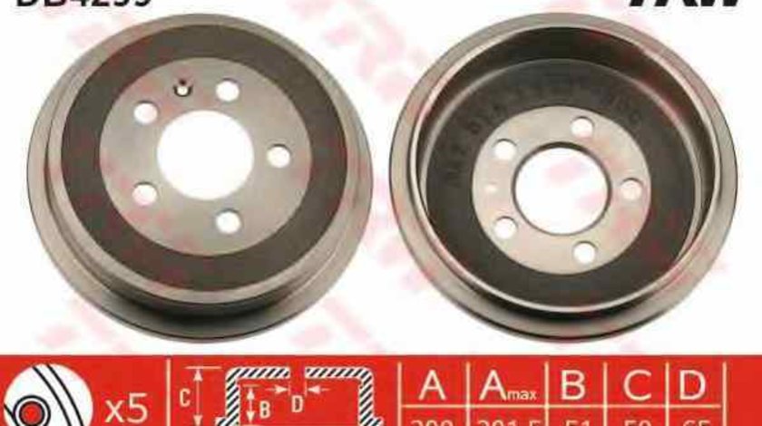 Tambur frana AUDI A2 8Z0 TRW DB4299
