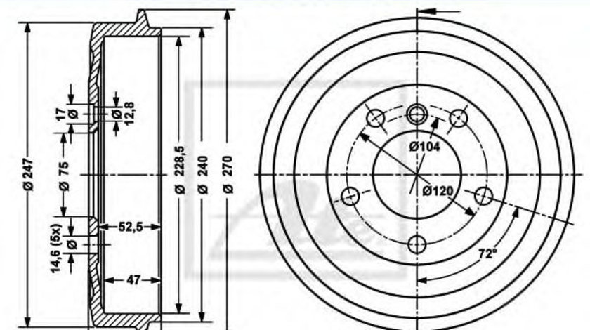 Tambur frana BMW Seria 3 Compact (E36) (1994 - 2000) ATE 24.0222-8013.1 piesa NOUA