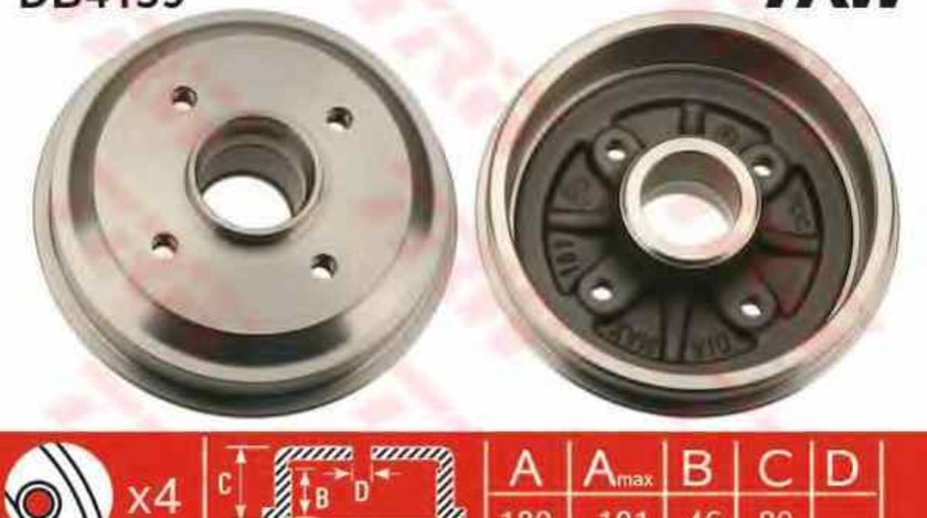 Tambur frana CITROËN SAXO S0 S1 TRW DB4159