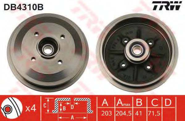 Tambur frana CITROEN C2 ENTERPRISE (2009 - 2016) TRW DB4310B piesa NOUA