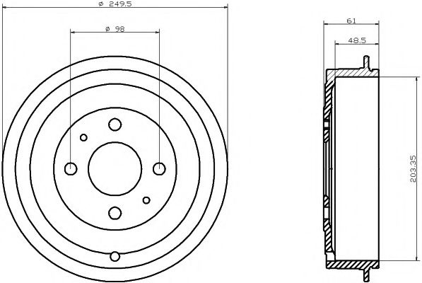 Tambur frana FIAT IDEA (350) (2003 - 2016) TEXTAR 94019900 piesa NOUA