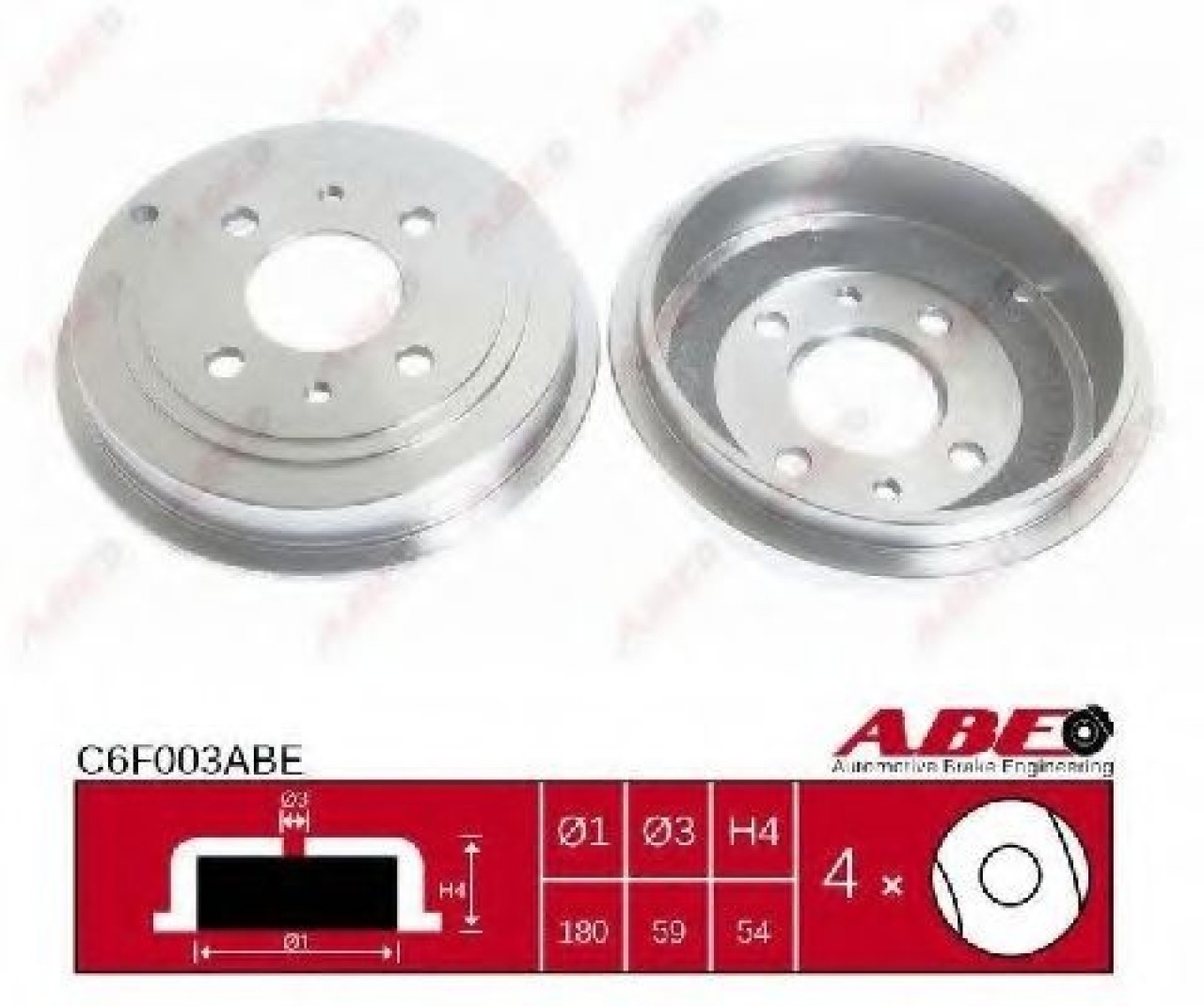 Tambur frana FIAT PANDA (169) (2003 - 2016) ABE C6F003ABE piesa NOUA