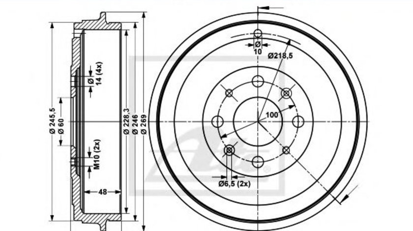 Tambur frana FIAT PUNTO EVO (199) (2008 - 2016) ATE 24.0222-8037.1 piesa NOUA