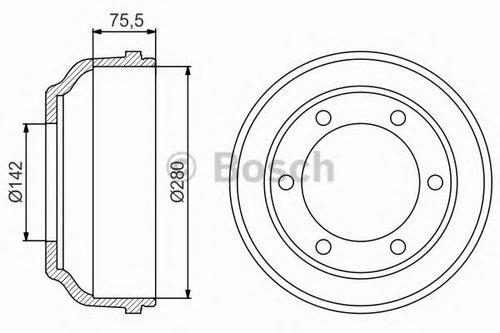 Tambur frana FORD TRANSIT bus (FD, FB, FS, FZ, FC) (2000 - 2006) BOSCH 0 986 477 195 piesa NOUA