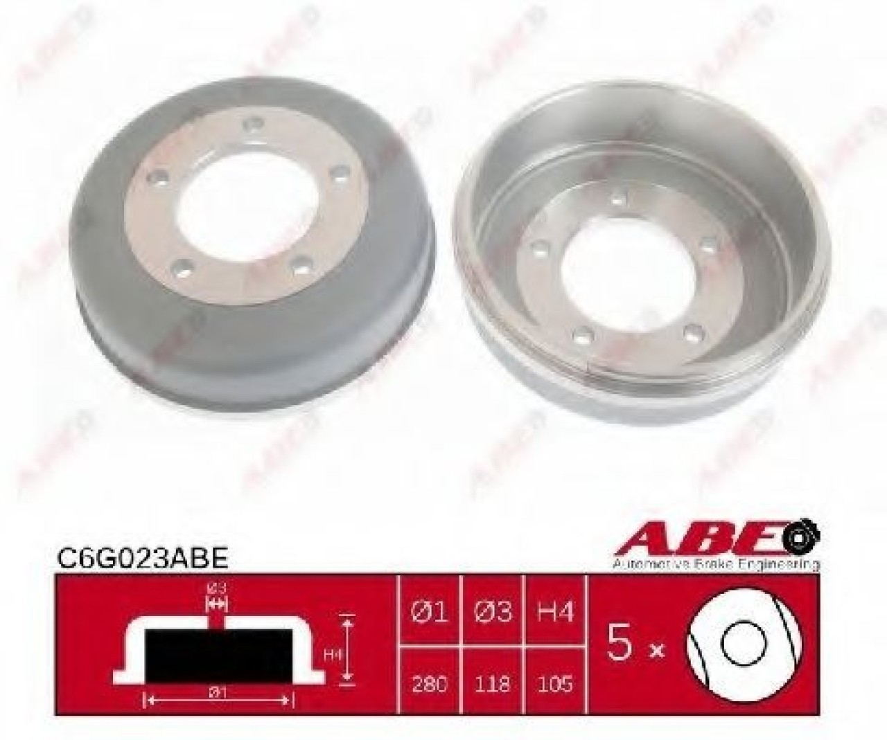 Tambur frana FORD TRANSIT platou / sasiu (FM, FN) (2000 - 2006) ABE C6G023ABE piesa NOUA