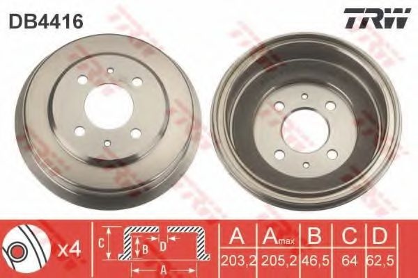 Tambur frana HYUNDAI ACCENT II limuzina (LC) (1999 - 2006) TRW DB4416 piesa NOUA