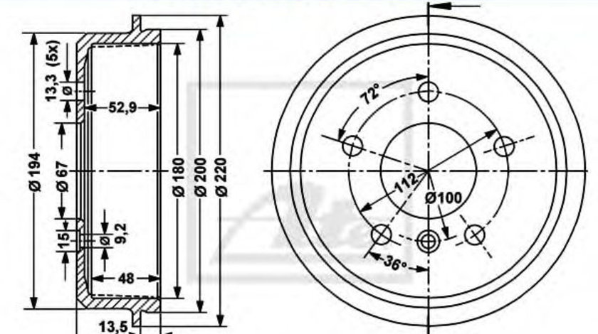 Tambur frana MERCEDES A-CLASS (W168) (1997 - 2004) ATE 24.0218-0023.1 piesa NOUA