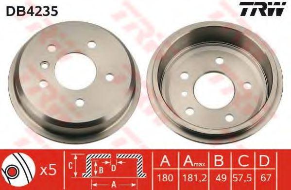Tambur frana MERCEDES A-CLASS (W168) (1997 - 2004) TRW DB4235 piesa NOUA