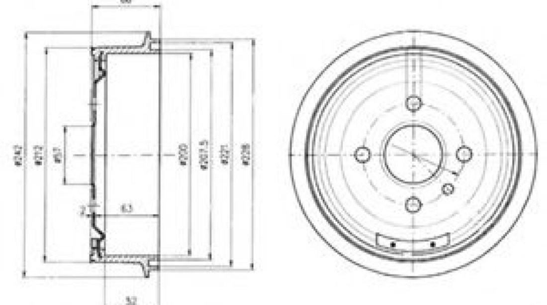 Tambur frana OPEL ASTRA F Hatchback (53, 54, 58, 59) (1991 - 1998) DELPHI BF102 piesa NOUA