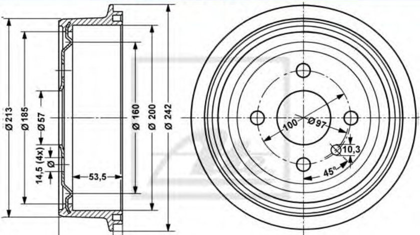 Tambur frana OPEL ASTRA G Hatchback (F48, F08) (1998 - 2009) ATE 24.0220-0001.2 piesa NOUA