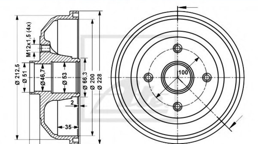 Tambur frana OPEL CORSA C (F08, F68) (2000 - 2009) ATE 24.0220-0039.1 piesa NOUA