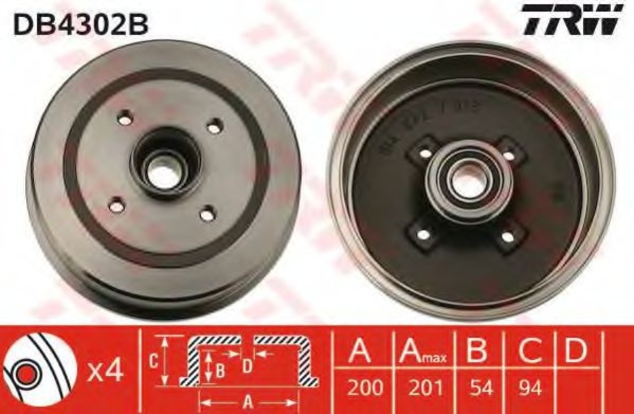 Tambur frana OPEL TIGRA TwinTop (2004 - 2016) TRW DB4302B piesa NOUA