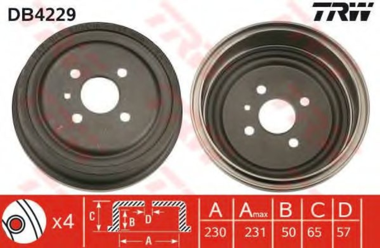 Tambur frana OPEL VECTRA B Hatchback (38) (1995 - 2003) TRW DB4229 piesa NOUA