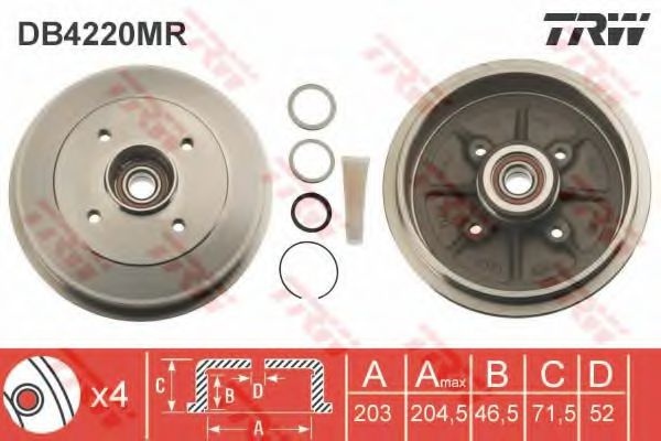Tambur frana PEUGEOT 206 SW (2E/K) (2002 - 2016) TRW DB4220MR piesa NOUA