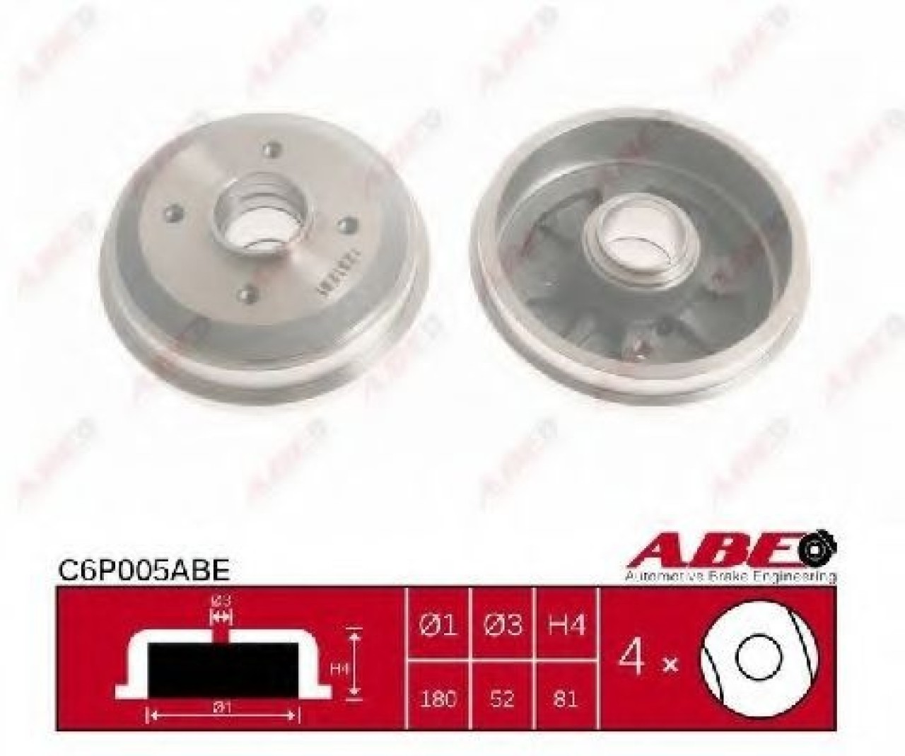 Tambur frana PEUGEOT 306 (7B, N3, N5) (1993 - 2003) ABE C6P005ABE piesa NOUA