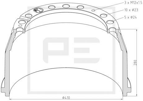 Tambur frana puntea spate (01640200A PETERS ENNEPETAL) MERCEDES-BENZ
