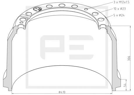 Tambur frana puntea spate (01652500A PETERS ENNEPETAL) MERCEDES-BENZ