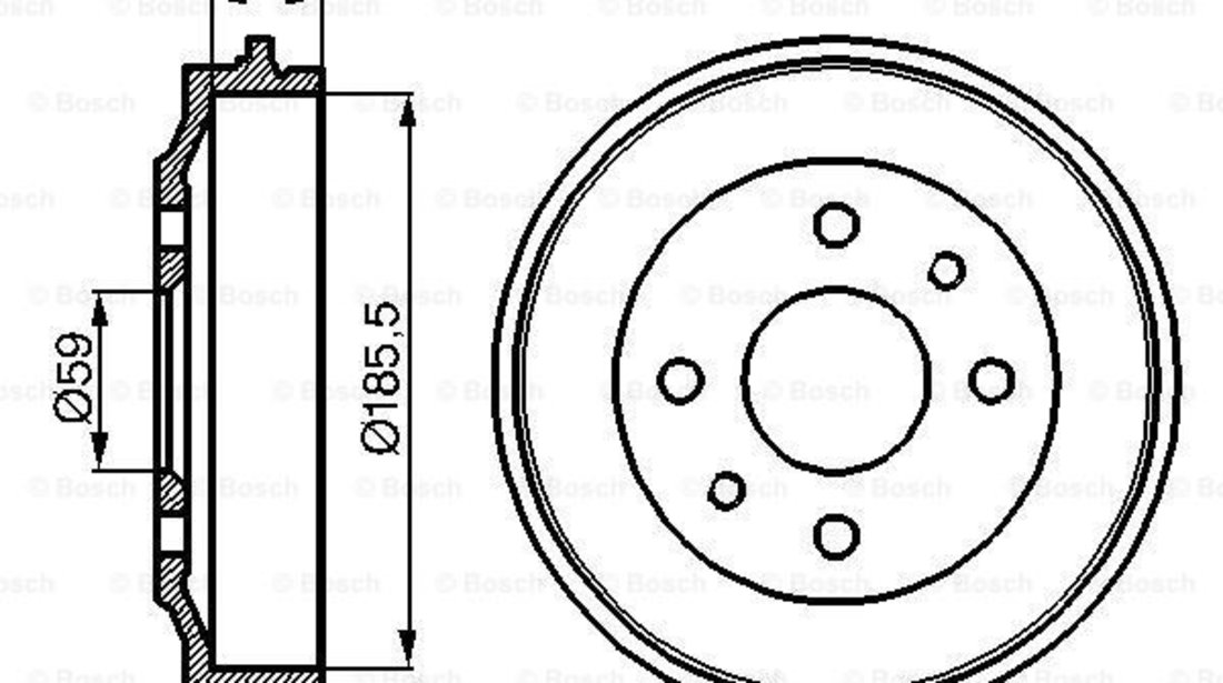 Tambur frana puntea spate (0986477055 BOSCH) ABARTH,AUTOBIANCHI,FIAT,INNOCENTI,LANCIA,SEAT