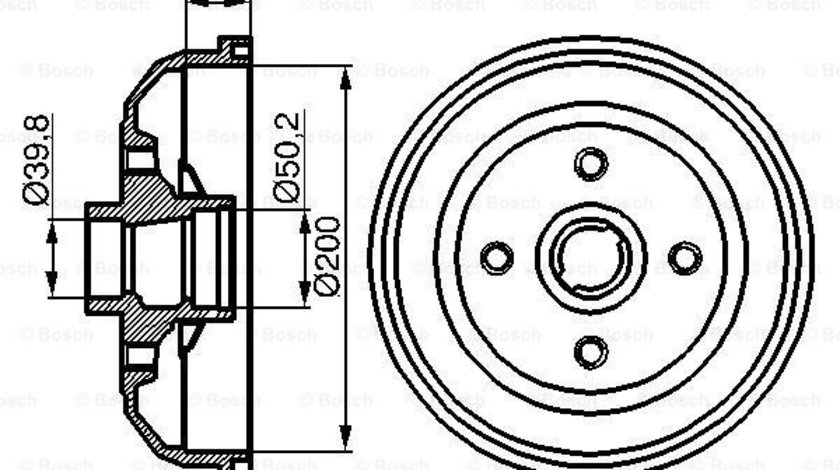 Tambur frana puntea spate (0986477056 BOSCH) CHEVROLET,OPEL,VAUXHALL