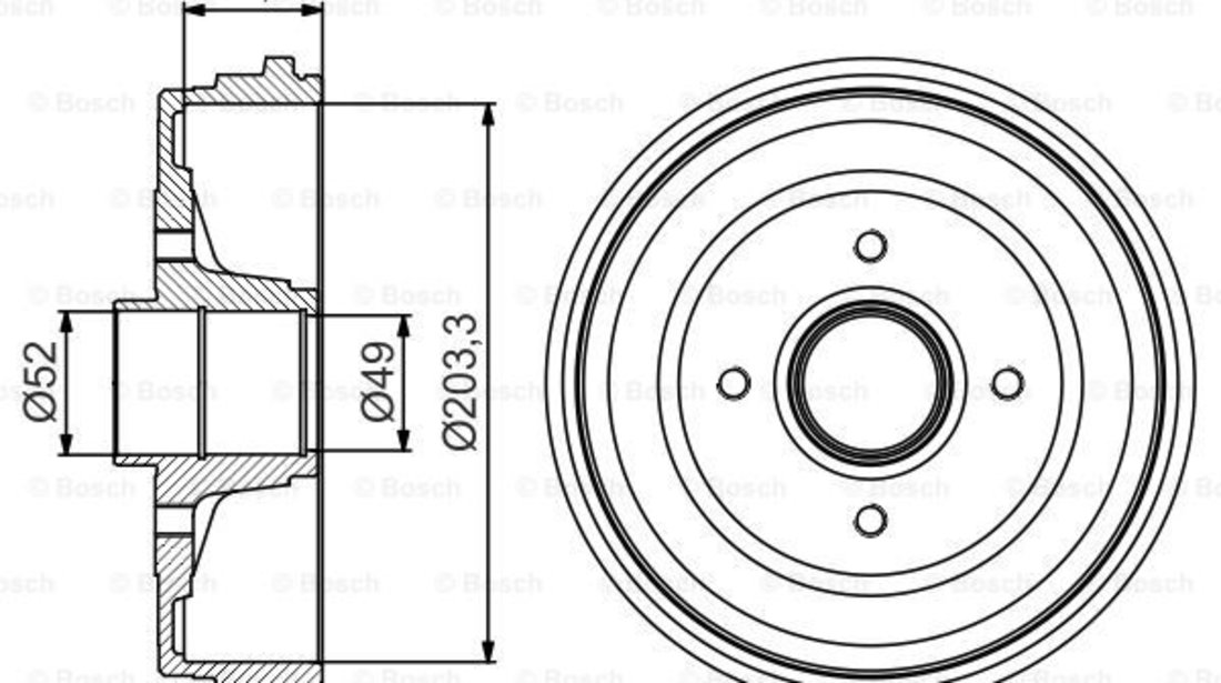 Tambur frana puntea spate (0986477206 BOSCH) RENAULT