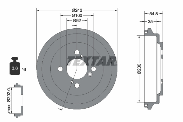 Tambur frana puntea spate (94046900 TEXTAR) SUZUKI
