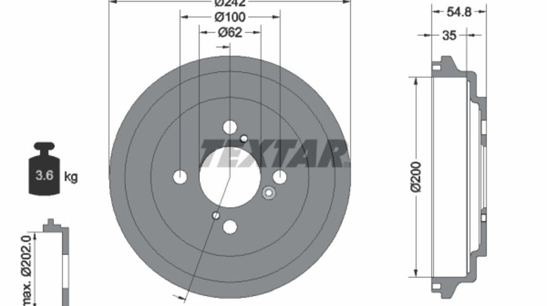 Tambur frana puntea spate (94046900 TEXTAR) SUZUKI