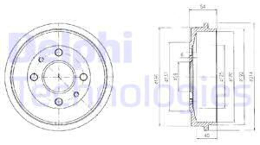 Tambur frana puntea spate (BF200 DELPHI) FIAT,FORD,LANCIA,ZASTAVA