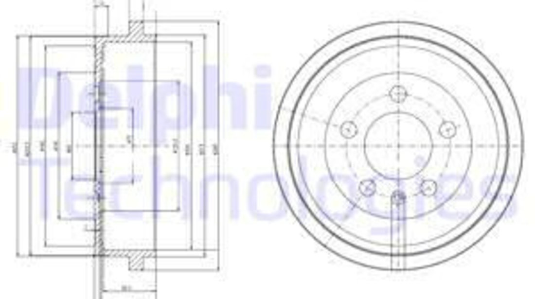 Tambur frana puntea spate (BF463 DELPHI) AUDI,SEAT,SKODA,SKODA (SVW),VW,VW (SVW)