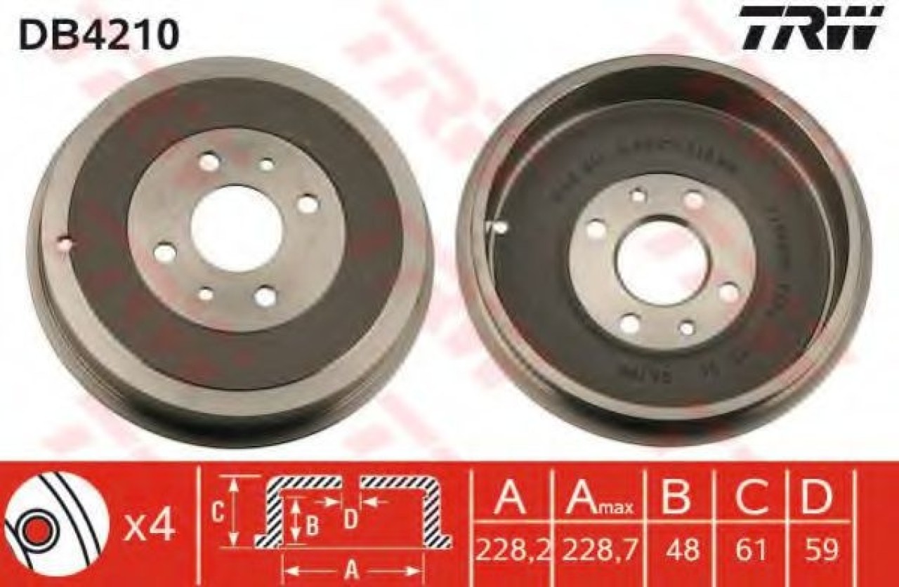 Tambur frana RENAULT GRAND SCENIC II (JM0/1) (2004 - 2016) TRW DB4210 piesa NOUA