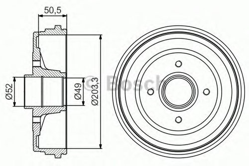 Tambur frana RENAULT MODUS / GRAND MODUS (F/JP0) (2004 - 2016) BOSCH 0 986 477 205 piesa NOUA