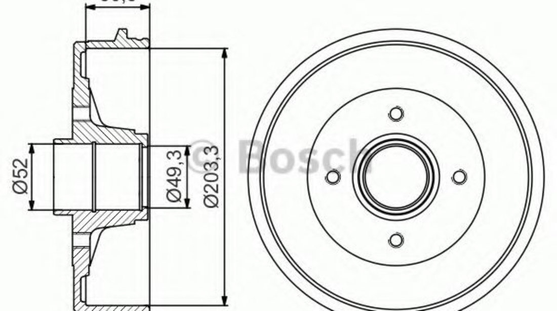 Tambur frana RENAULT TWINGO I (C06) (1993 - 2012) BOSCH 0 986 477 211 piesa NOUA