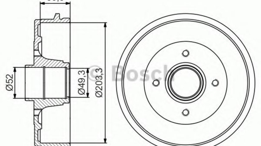 Tambur frana RENAULT TWINGO II (CN0) (2007 - 2014) BOSCH 0 986 477 214 piesa NOUA