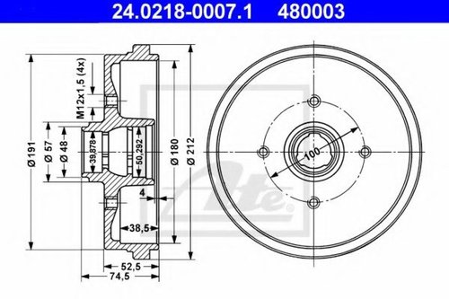 Tambur frana SEAT IBIZA II (6K1) (1993 - 1999) ATE 24.0218-0007.1 piesa NOUA