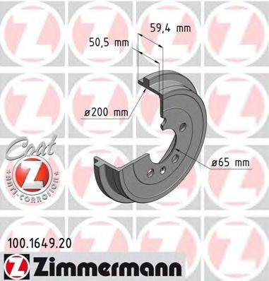 Tambur frana SEAT IBIZA IV (6L1) (2002 - 2009) ZIMMERMANN 100.1649.20 piesa NOUA