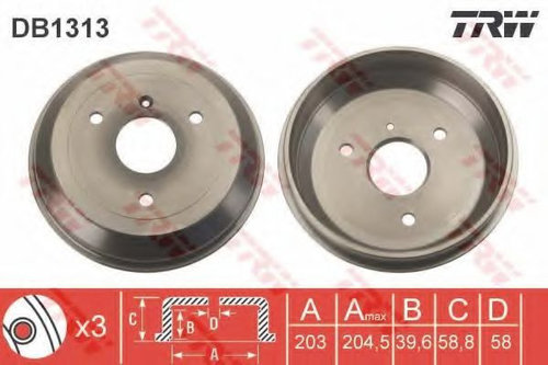 Tambur frana SMART FORTWO Cupe (451) (2007 - 2016) TRW DB1313 piesa NOUA