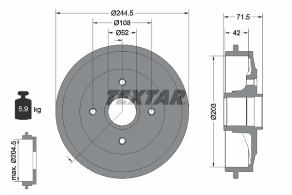 Tambur Frana Textar Citroën 94026600