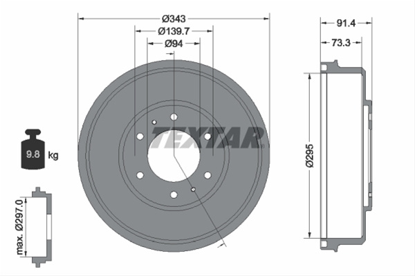 Tambur Frana Textar Mitsubishi 94035300