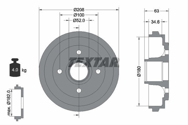 Tambur Frana Textar Nissan 94023900