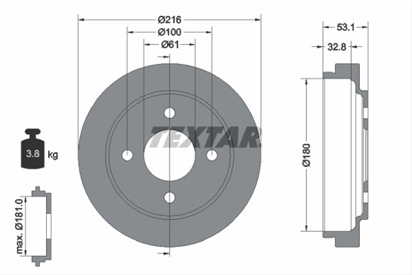 Tambur Frana Textar Nissan 94024500